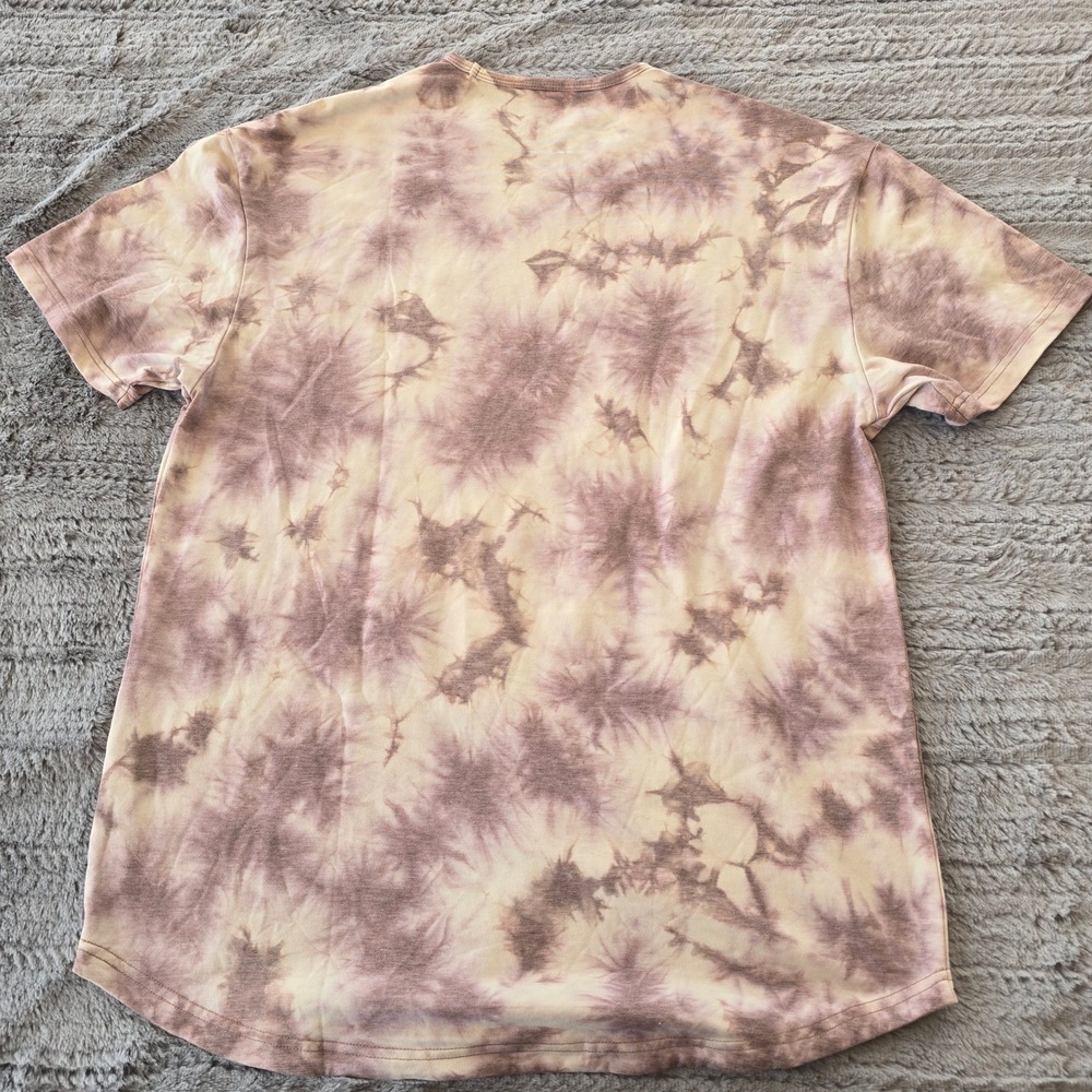 BYLT Premium Basics Cloud Dye Tee Mauve Cream Tie Dye XL Curved Hem Shirt - Picture 5 of 5